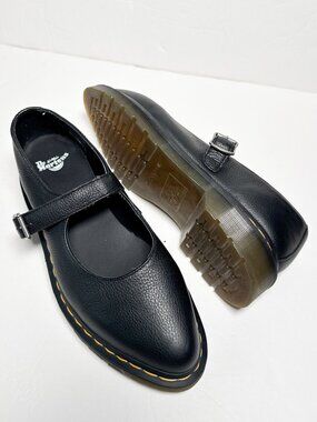 Dr Martens Elphie MJ Mary Jane Black Leather Platform Shoes NWOT US 9 EU 41